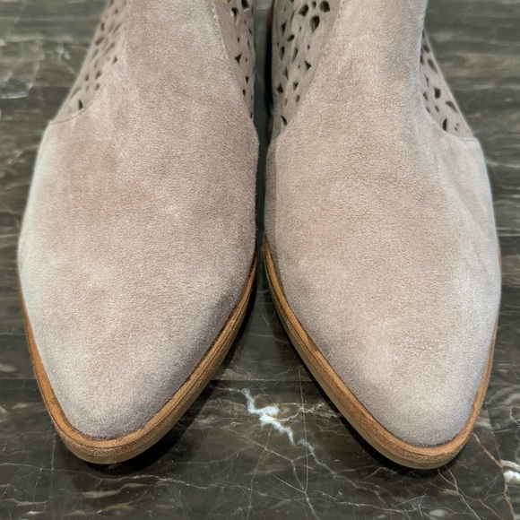 Italeau Floral Laser Cut Out Suede Booties - Picture 7 of 13